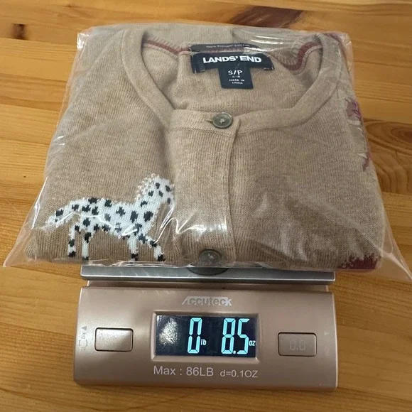 Lands End Cardigan Women S Novelty Equestrian Prep Horse Sweater Supima Cotton - Picture 7 of 7